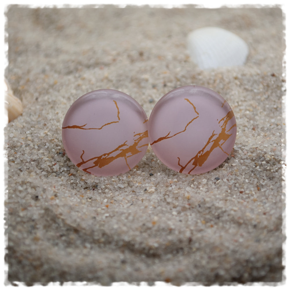 Ohrringe in 20 mm rosa golden marmoriert