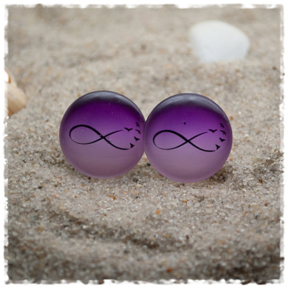 Ohrringe violett mit Infinity und Vögeln - Jackelina