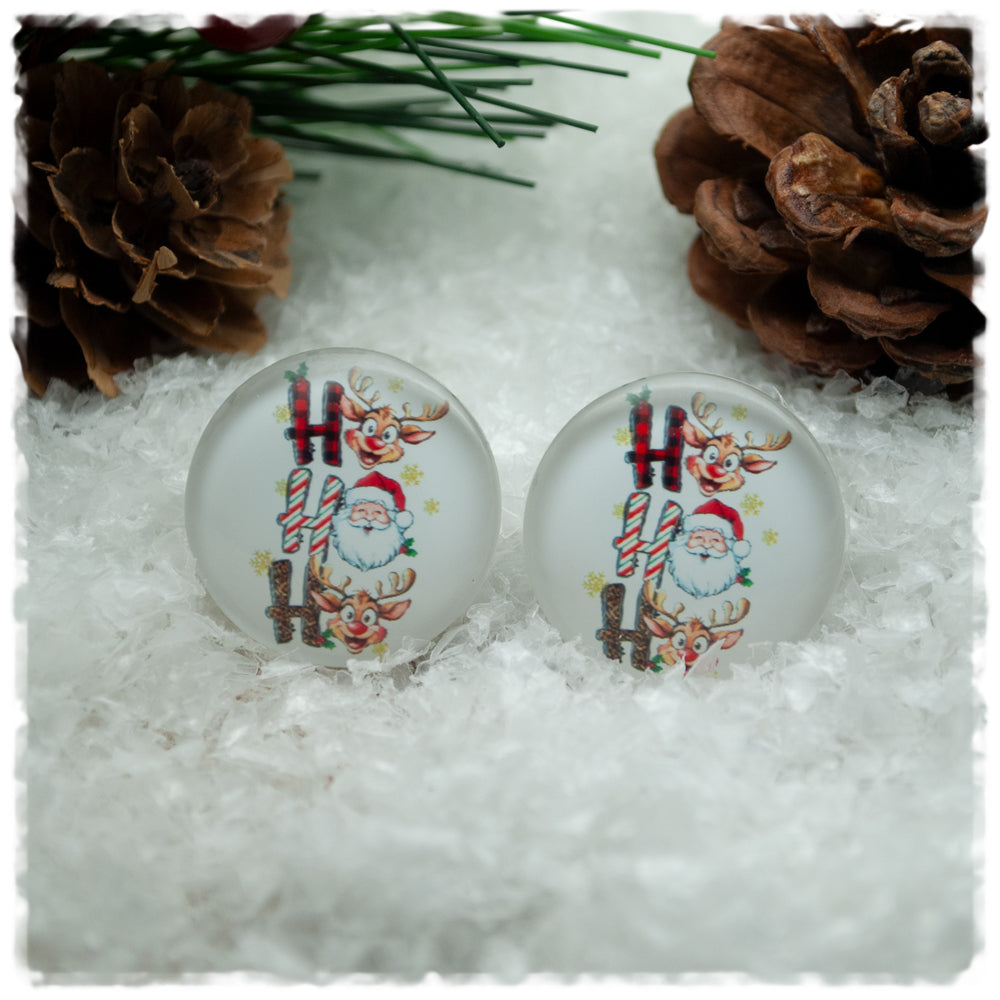 Ohrringe HO HO HO mit Rentier und Weihnachtsmann