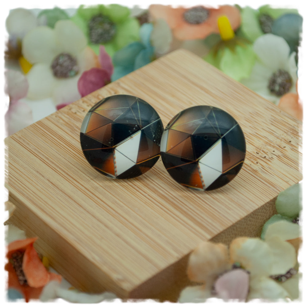 Ohrringe mit dunklem Origamimuster - Jackelina