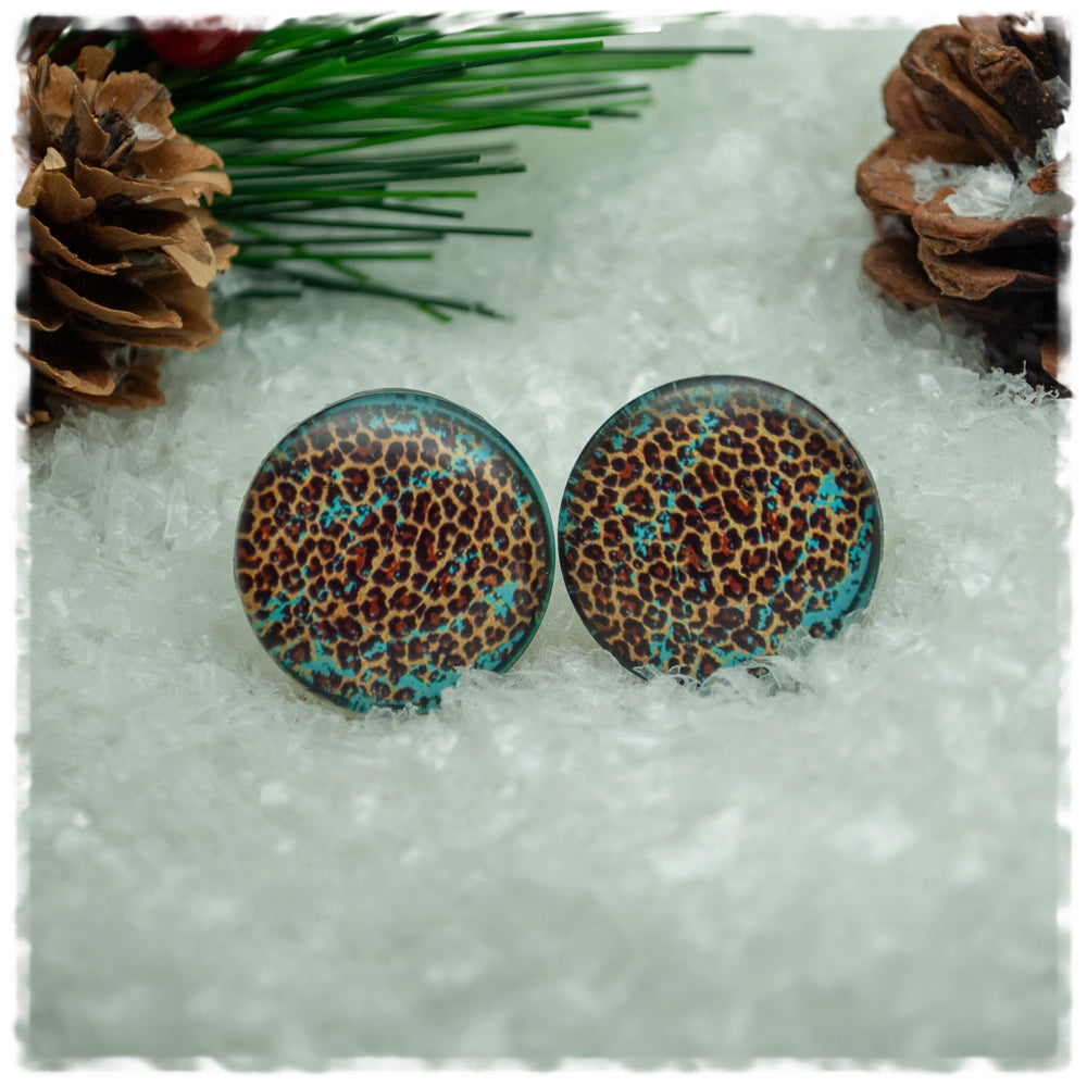 Ohrringe türkis mit Leoprint