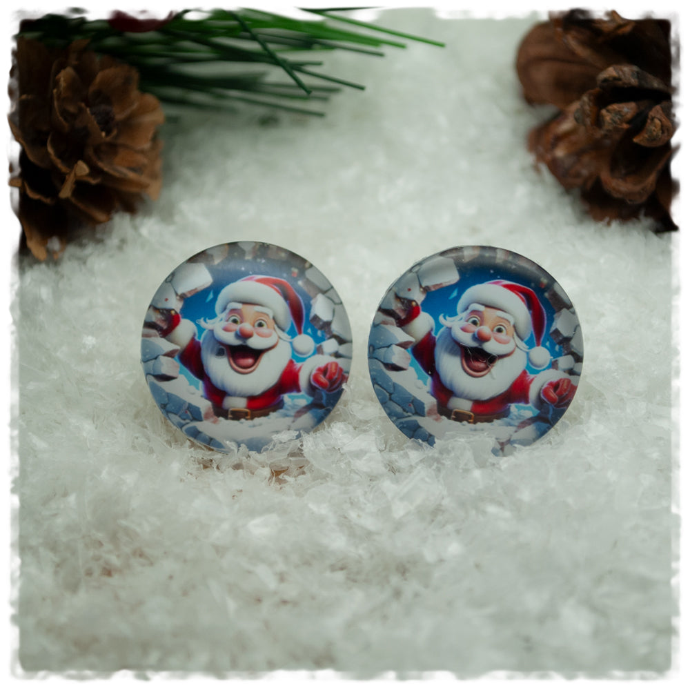 Ohrringe blau mit Weihnachtsmann