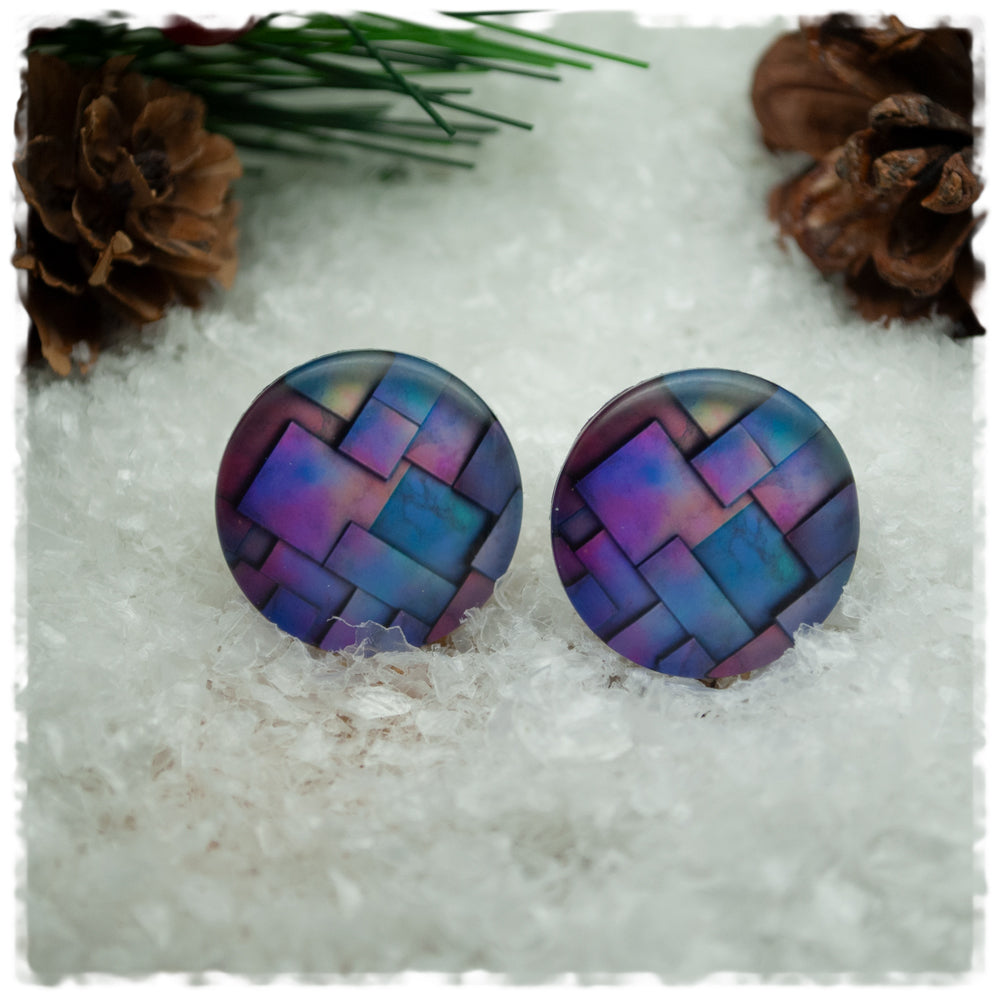 Ohrringe mit buntem geometrischen Muster (AKTION)