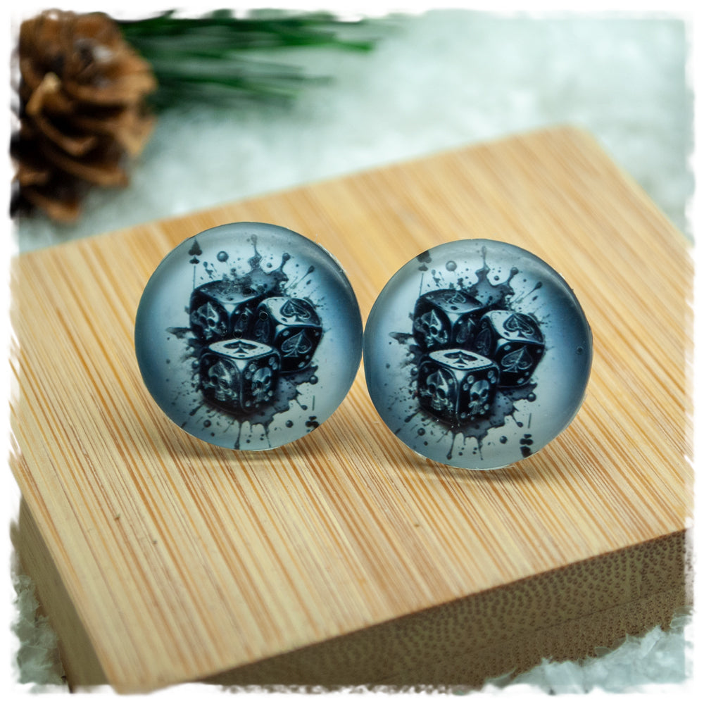 Ohrringe hellgrau mit Würfel