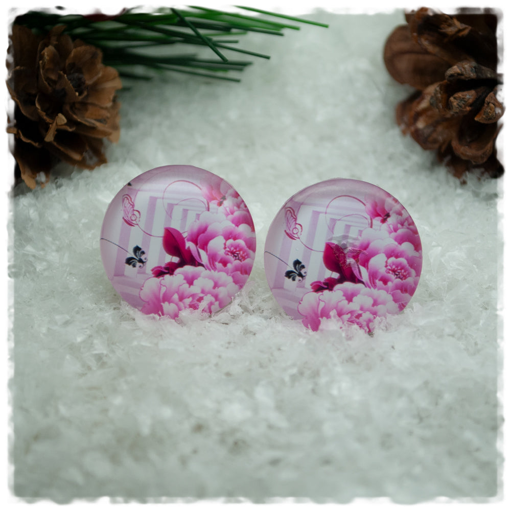 Ohrringe rosa mit rosa - pinken Blüten