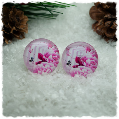 Ohrringe rosa mit rosa - pinken Blüten