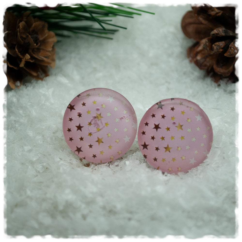 Ohrringe rosa mit goldenen Sternen