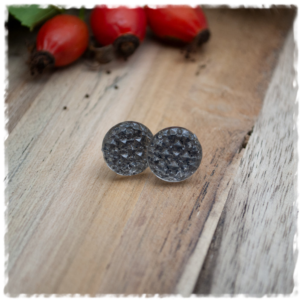 Ohrringe in 12 mm grau mit Struktur