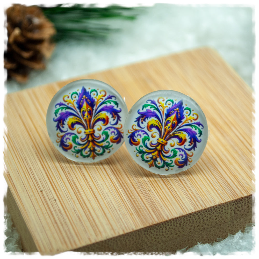 Ohrringe in 20 mm weiß mit Fleur-de-Lis