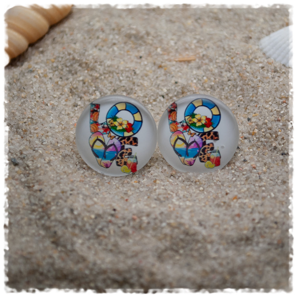 Ohrringe in 20 mm weiss mit LOVE