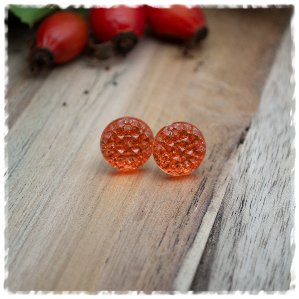 Ohrringe in 12 mm orange mit Struktur