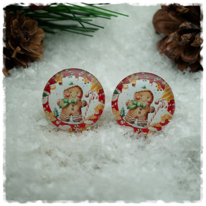 Ohrringe rot weiß mit Lebkuchenmann