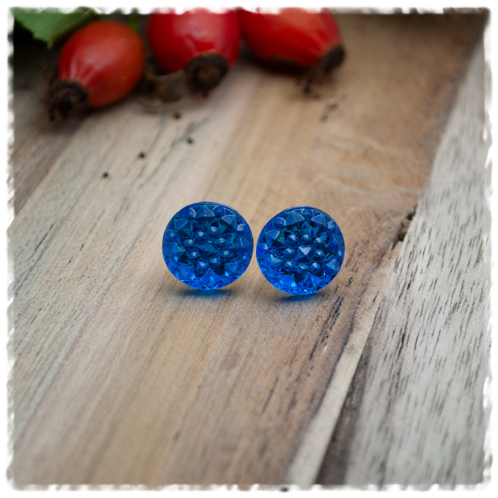 Ohrringe in 12 mm blau mit Struktur
