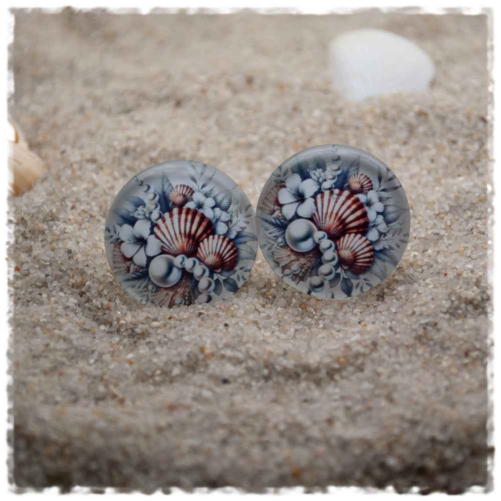 Ohrringe in 20 mm mit Blüten und Muscheln