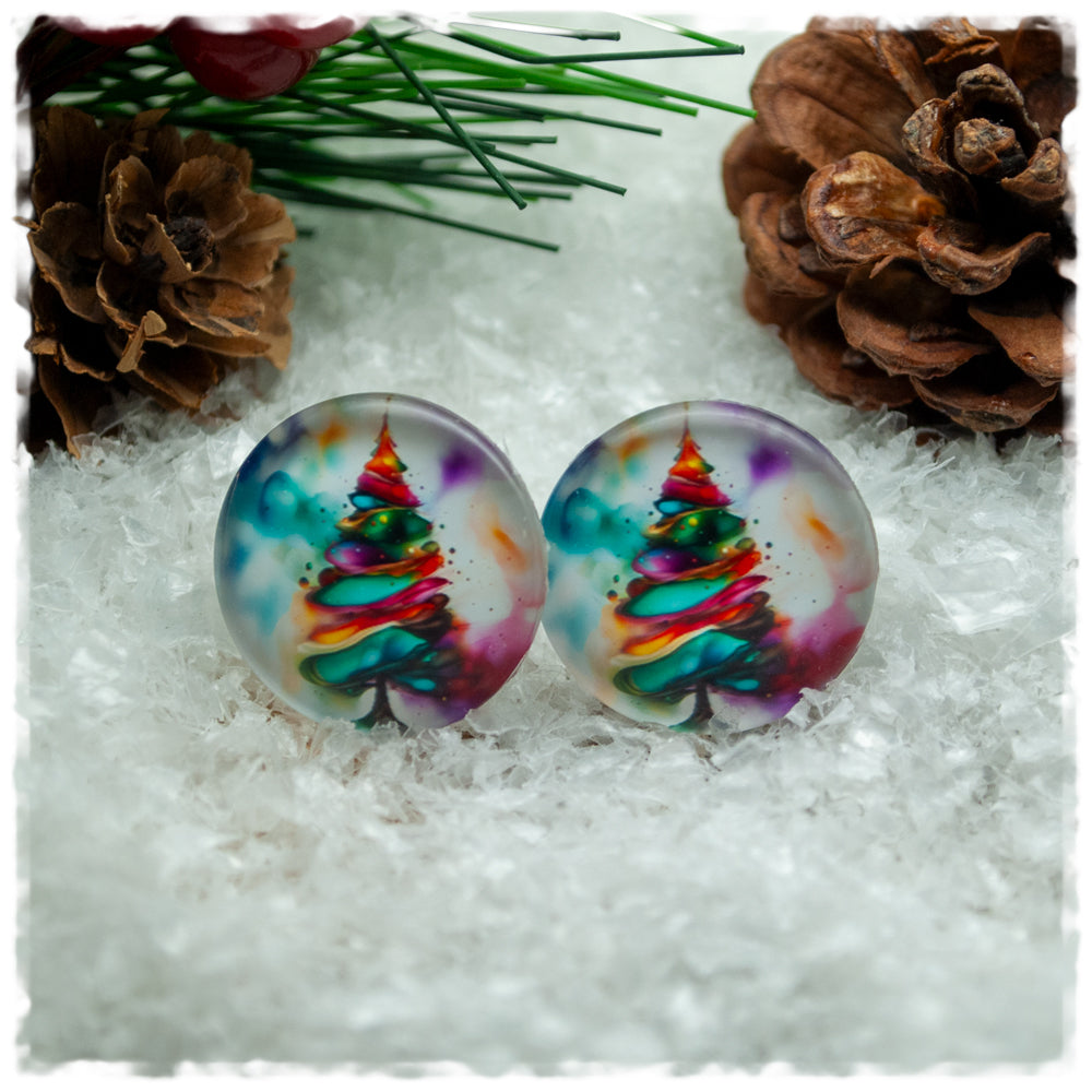 Ohrringe bunt mit buntem Tannenbaum