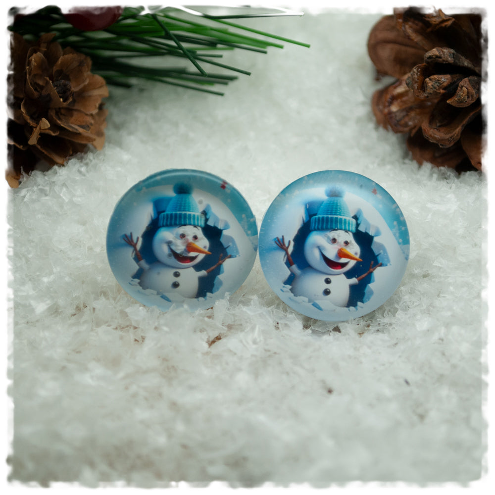Ohrringe Schneemann mit blauer Mütze (AKTION)