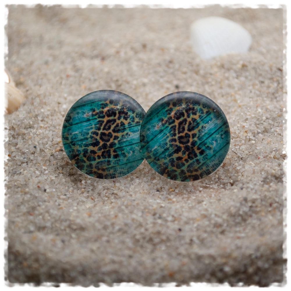 Ohrringe in 20 mm Holzdekor mit Leoprint