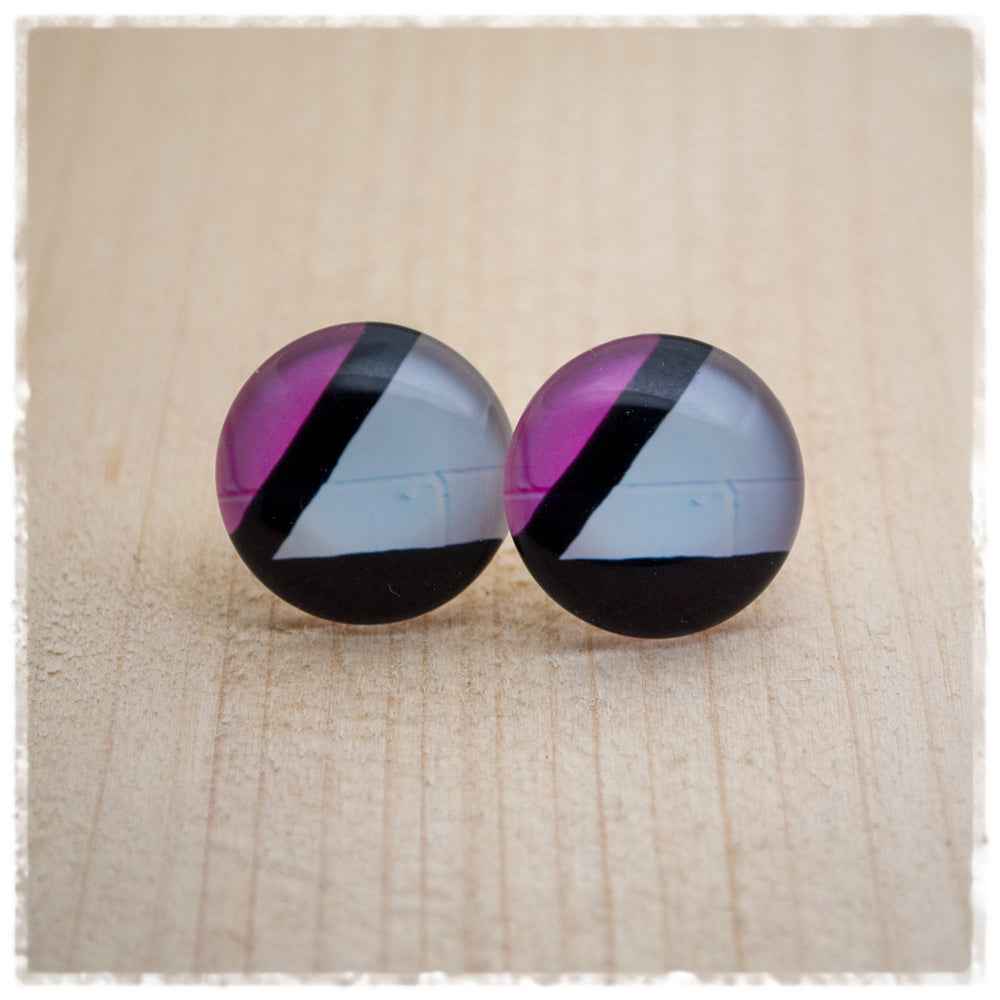 Ohrringe in 20 mm mit Muster in rosa, schwarz und weiß