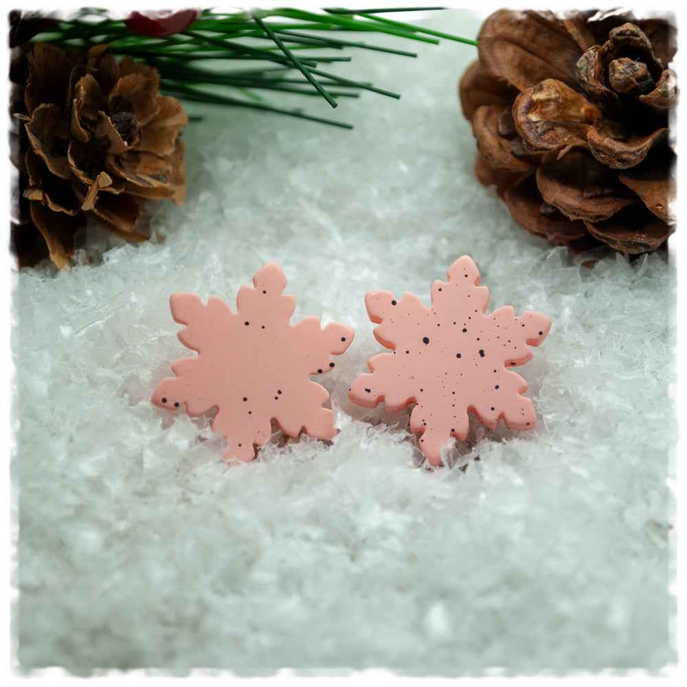 Ohrringe in 18 mm rosa Schneeflocke