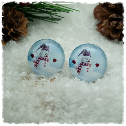 Ohrringe Schneemann mit roter Mütze, Schal und Handschuhen