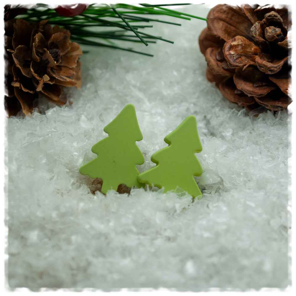 Ohrringe in 18 mm kleiner grüner Weihnachtsbaum