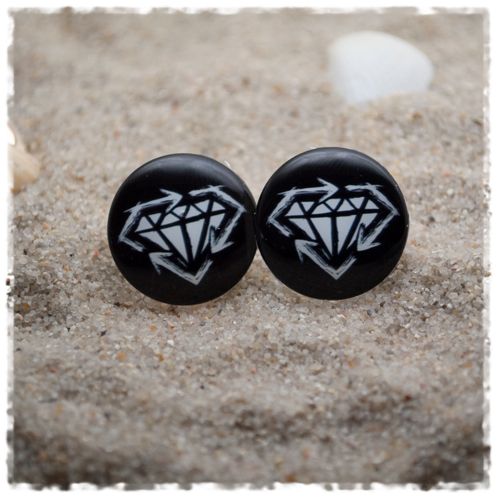 Ohrringe in 20 mm schwarz mit Diamant