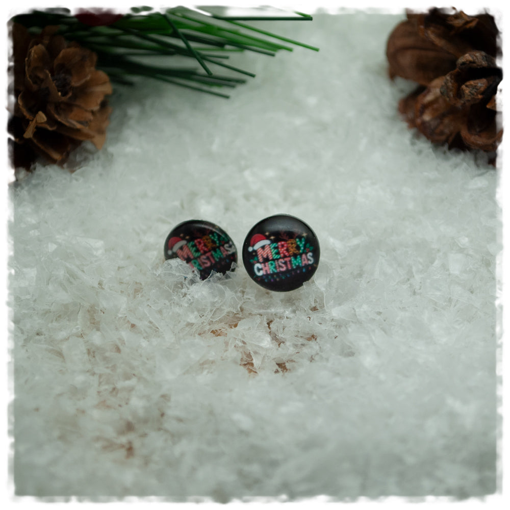 Ohrringe schwarz mit MERRY CHRISTMAS