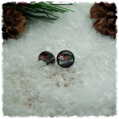 Ohrringe schwarz mit MERRY CHRISTMAS