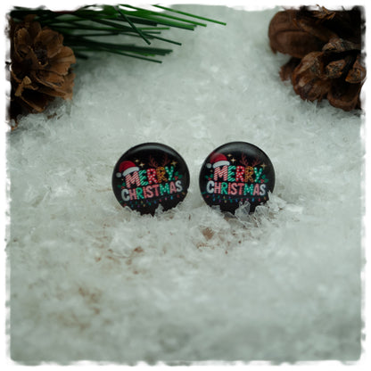 Ohrringe schwarz mit MERRY CHRISTMAS