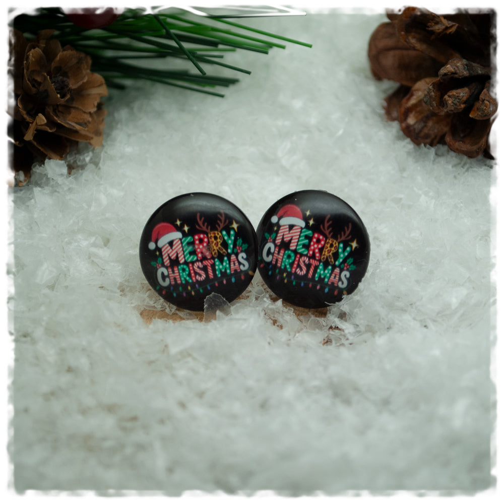Ohrringe schwarz mit MERRY CHRISTMAS