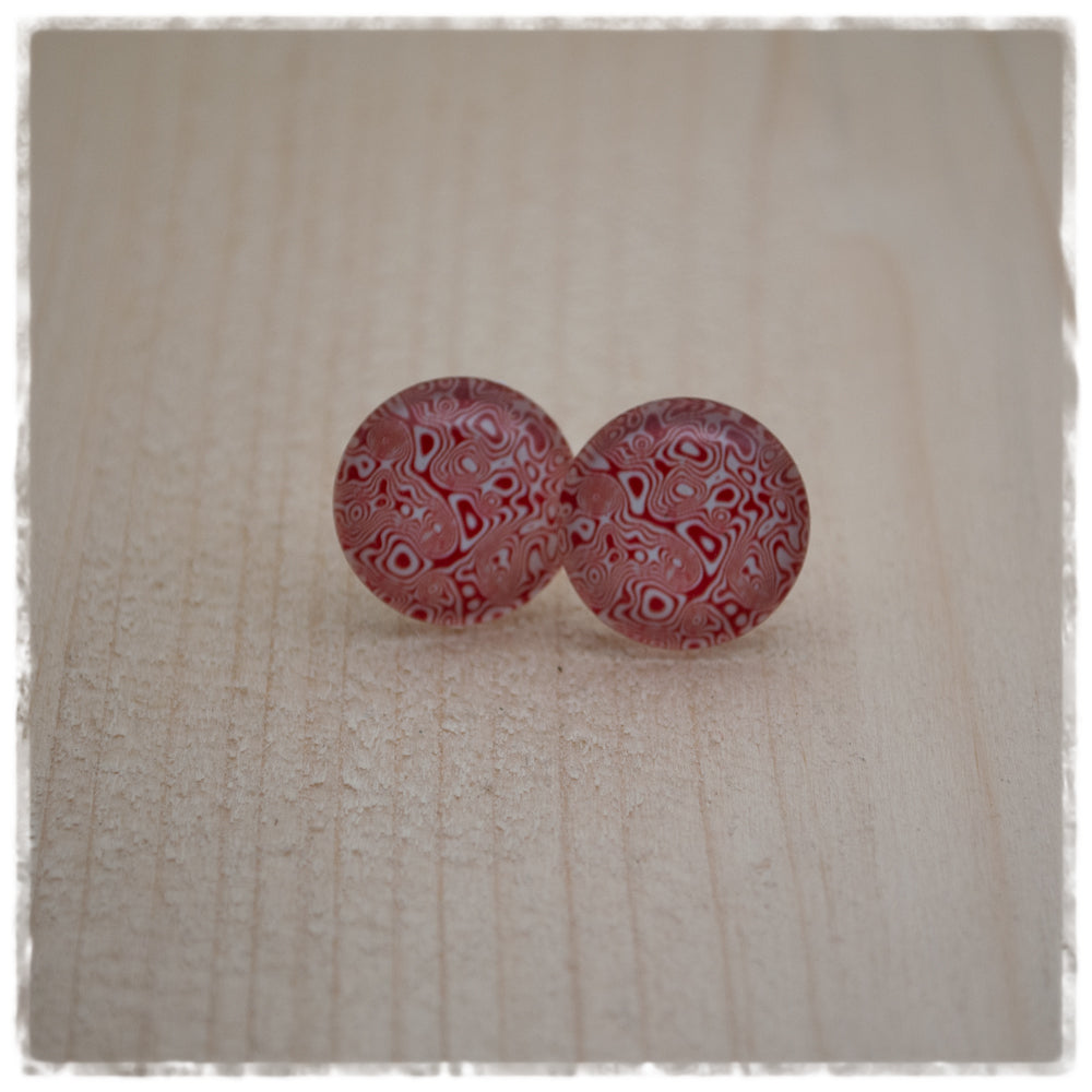 Ohrringe in 16 mm rot weiß gemustert