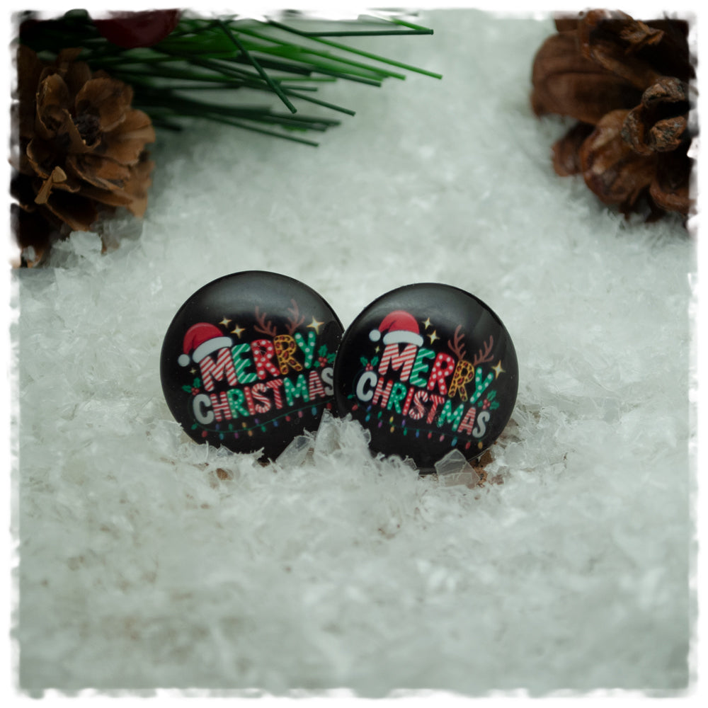 Ohrringe schwarz mit MERRY CHRISTMAS