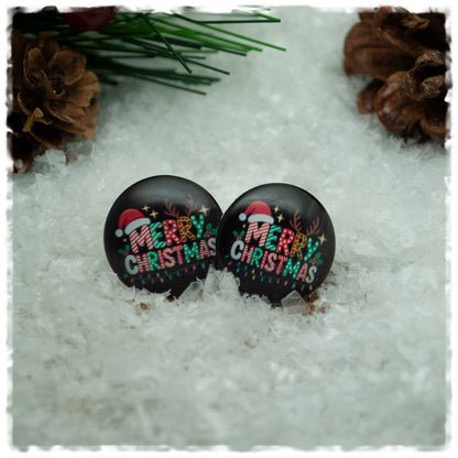 Ohrringe schwarz mit MERRY CHRISTMAS