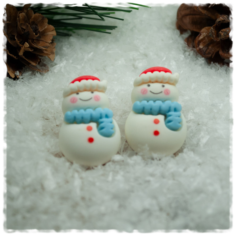 Ohrringe in 25 mm Schneemann mit blauem Schal