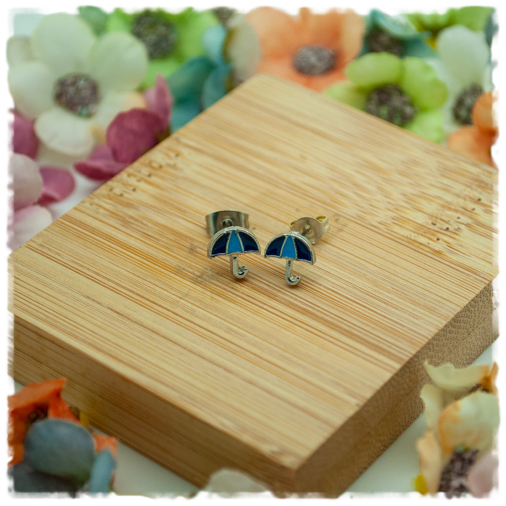 Ohrringe in 6 mm blauer Regenschirm - Jackelina