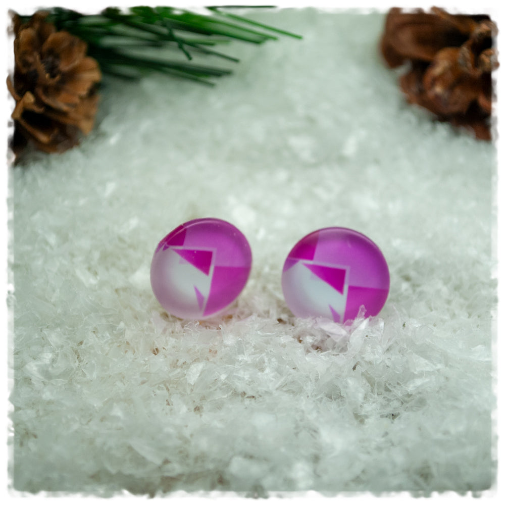 Ohrringe in 14 mm pink weiß gemustert