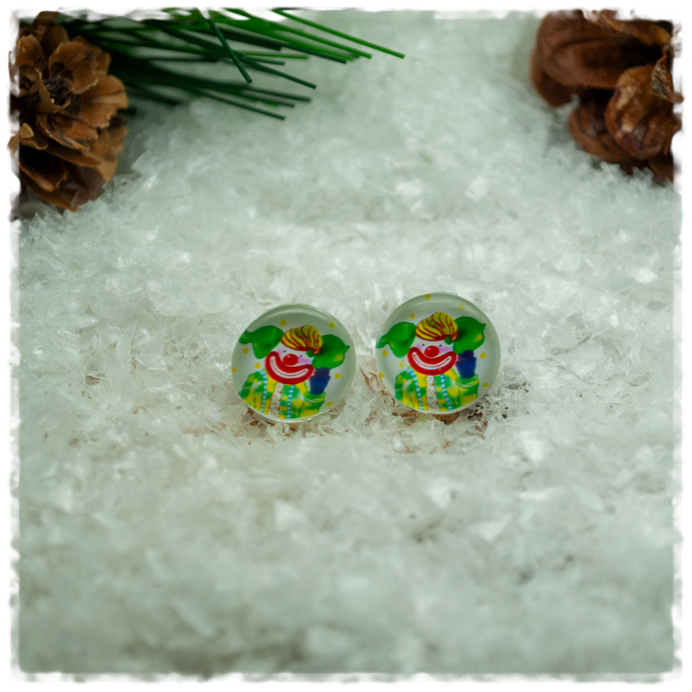 Ohrringe in 12 mm weiß mit Clown