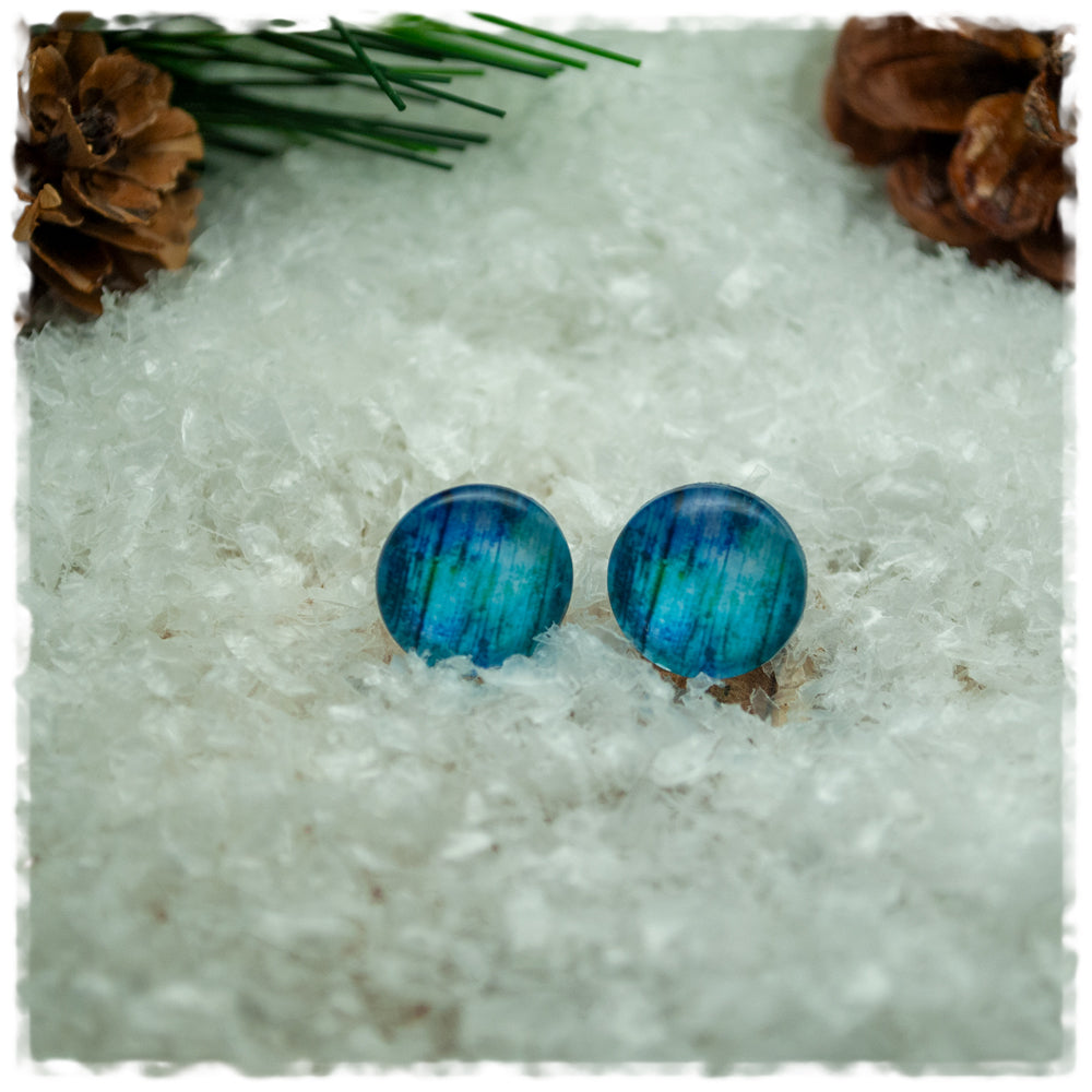 Ohrringe in 12 mm blaues Holzdekor