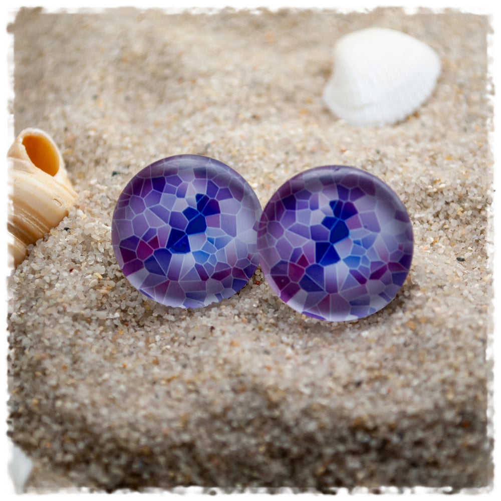 Ohrringe mit Mosaikmuster in lila und flieder - Jackelina