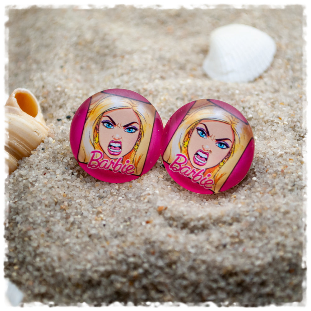 Ohrringe in 20 mm pink mit blondem Mädchen