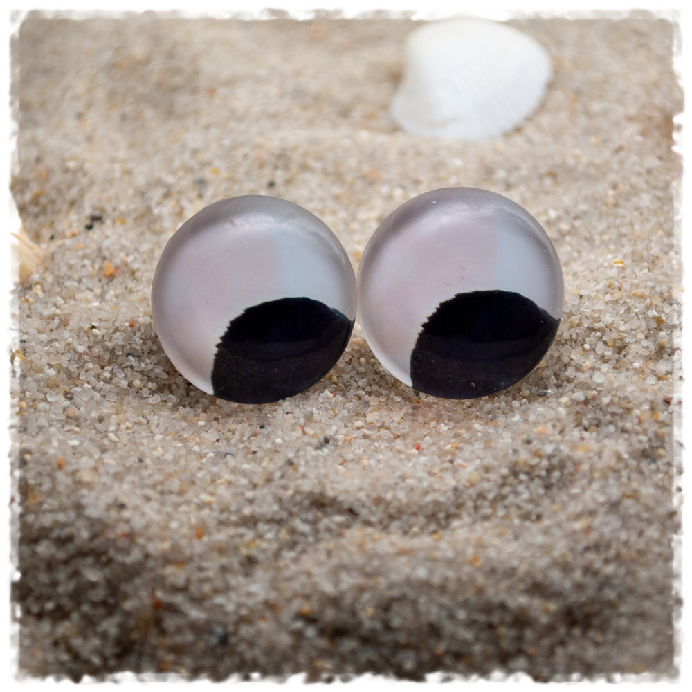 Ohrringe in 20 mm light rosa schwarz gemustert