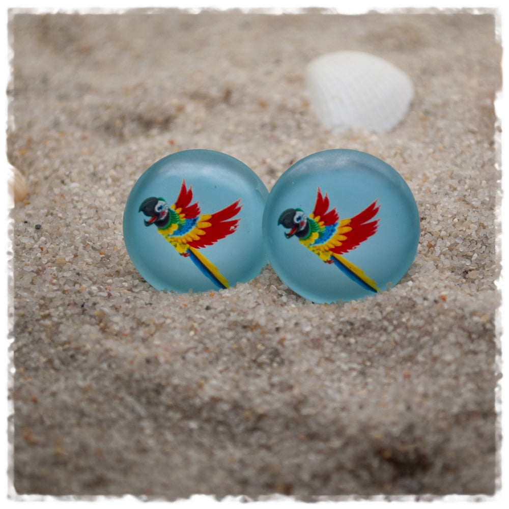Ohrringe hellblau mit Papagei - Jackelina