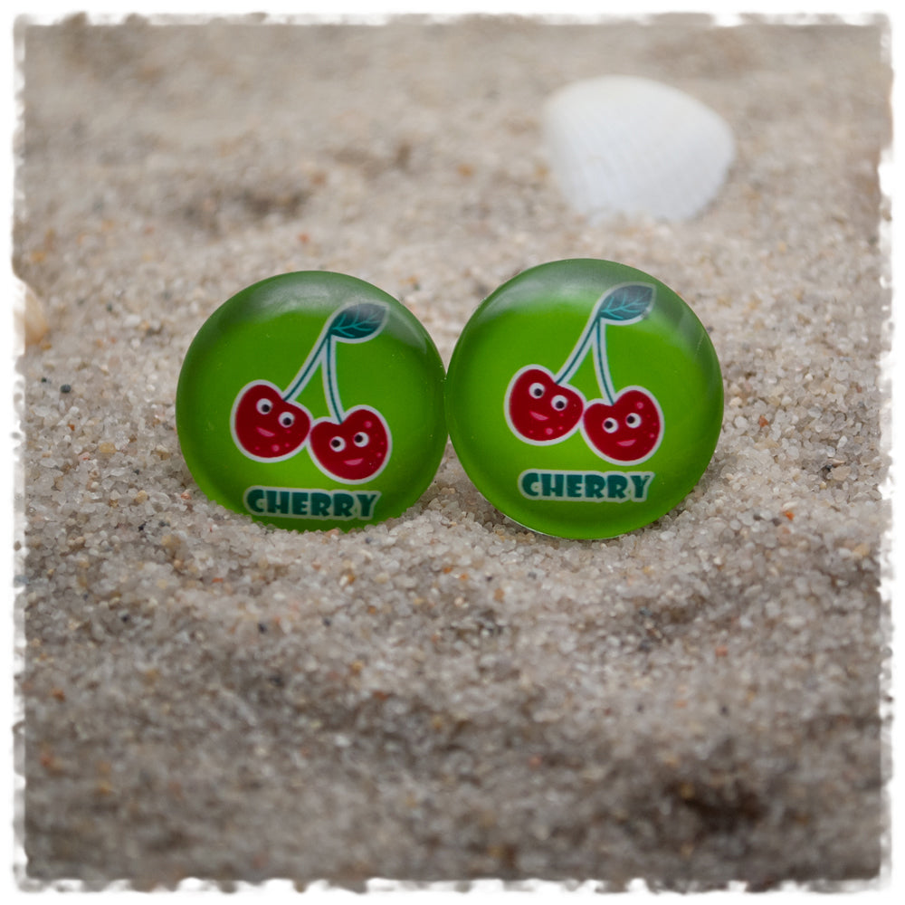 Ohrringe grün mit Kirschen und CHERRY - Jackelina