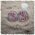 Ohrringe in 20 mm weiß mit rot blauem Muster
