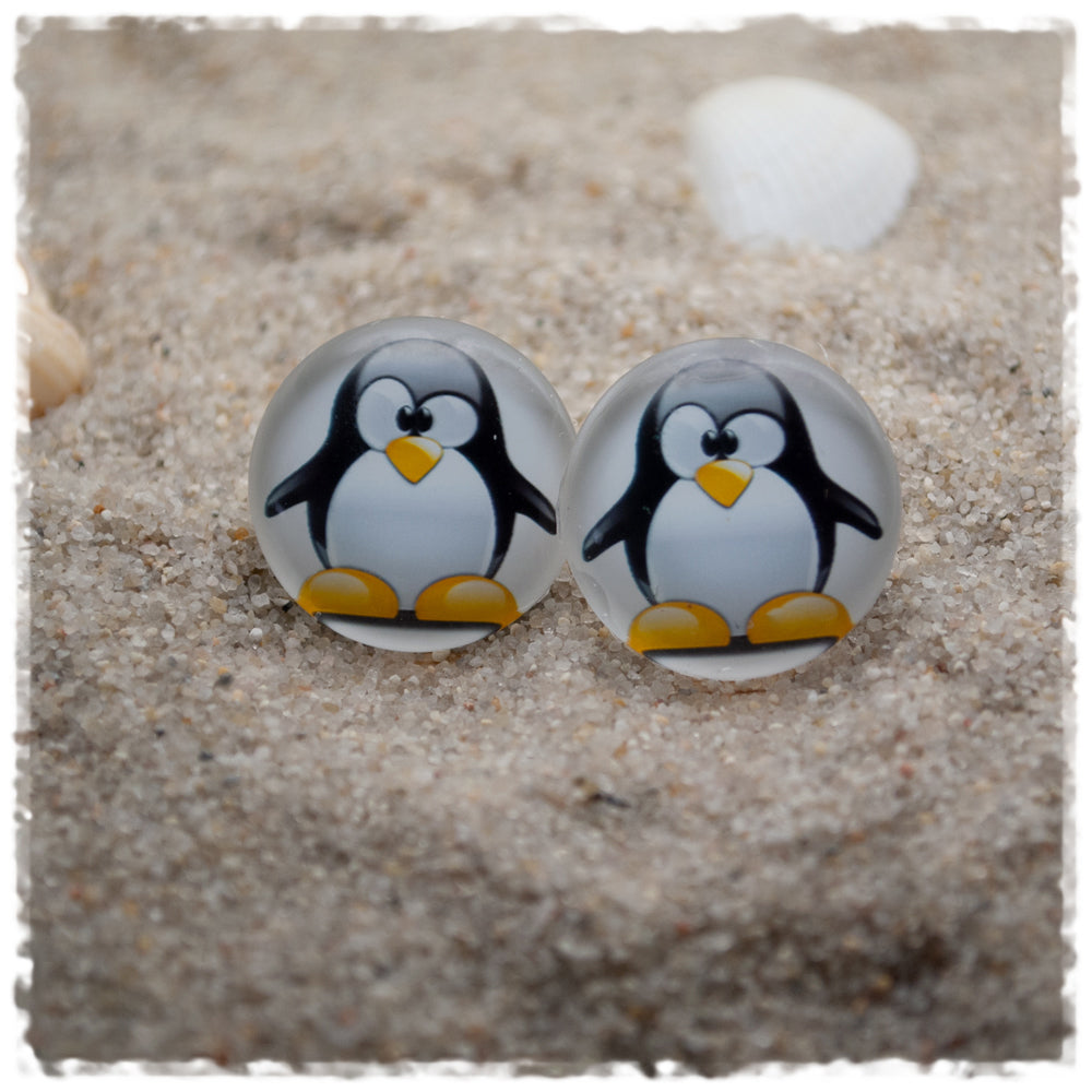 Ohrringe weiß mit Pinguin - Jackelina