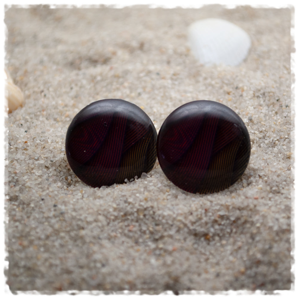 Ohrringe in 20 mm mit Muster in rot und gelb