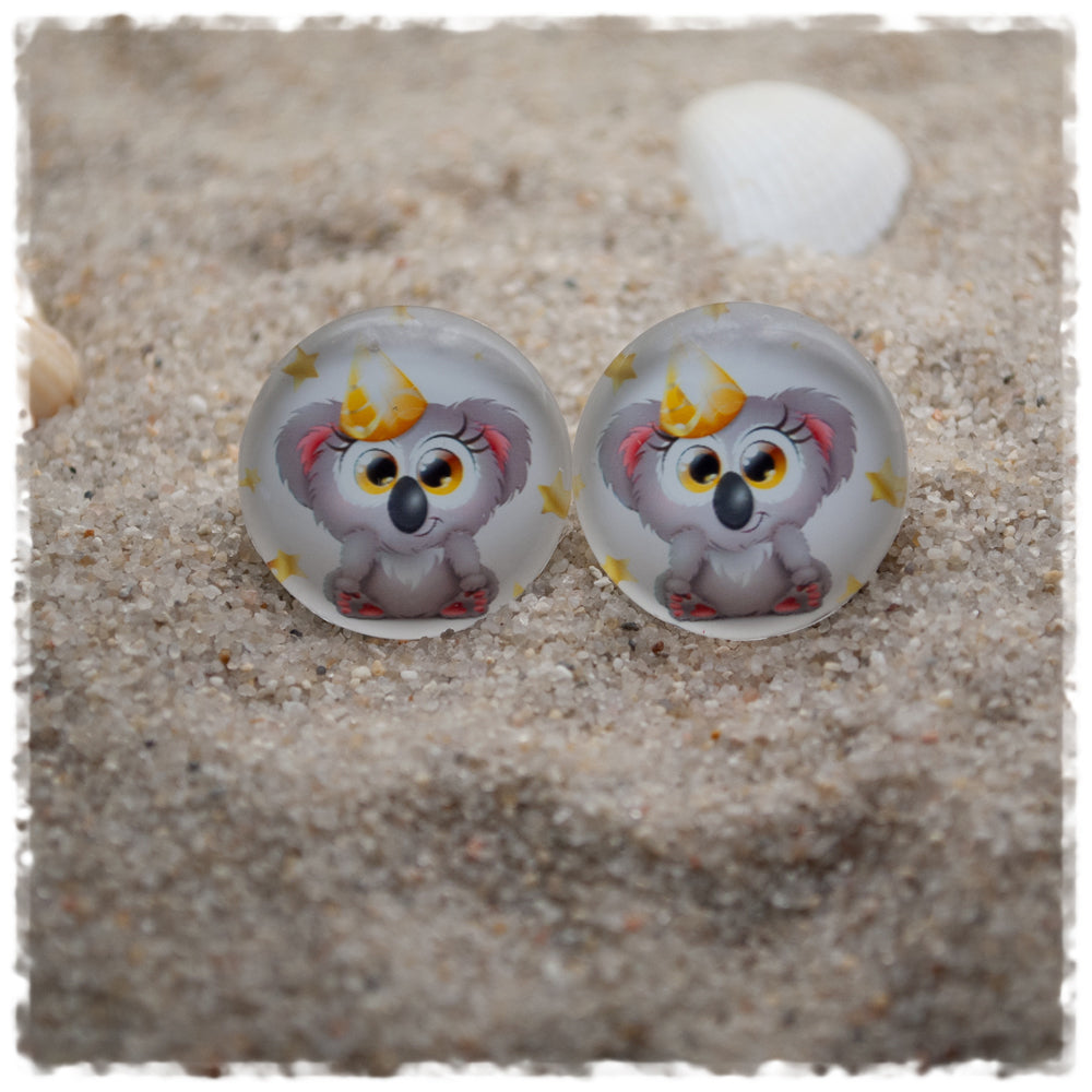 Ohrringe in 20 mm weiß mit Koala