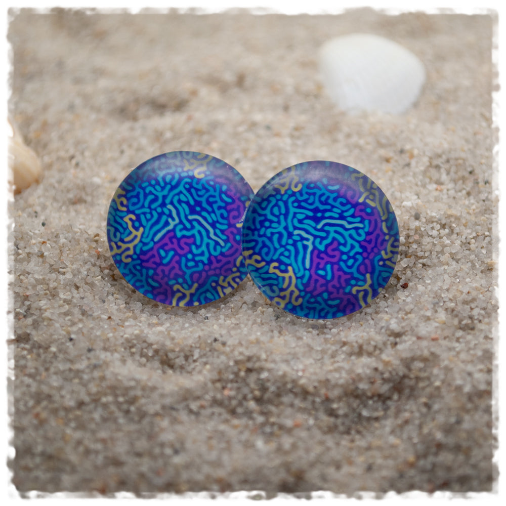 Ohrringe in 20 mm Muster in blau und lila