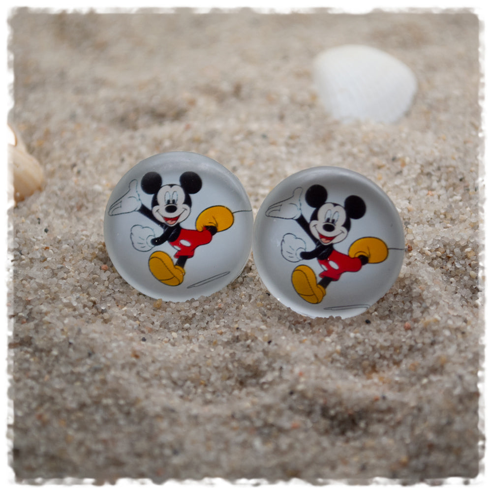 Ohrringe hellgrau mit rennender Maus - Jackelina