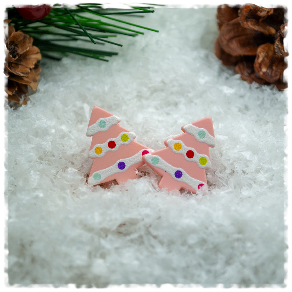 Ohrringe in 18 mm rosa Tannenbaum